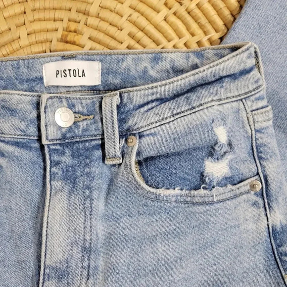 Pistola Light Wash Distressed Denim Cropped Jeans Size 27 - Picture 5 of 7